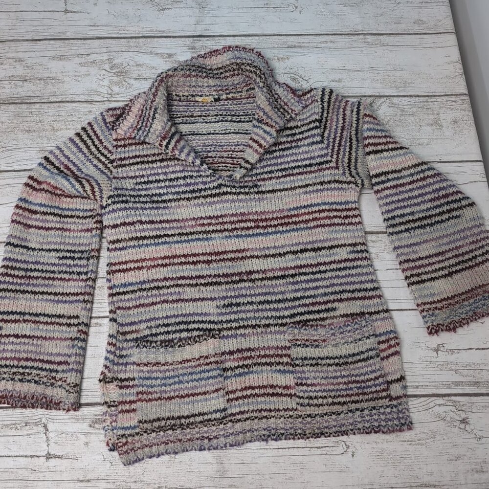 Vintage holiday Knitwear Acrylic Textured Pullover V Neck Sweater
